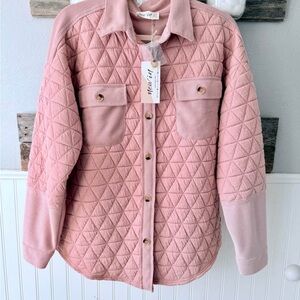 Women's Pink Quilted Utility Jacket